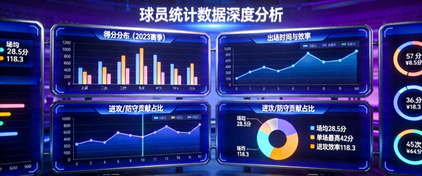 数据中心展示球员统计数据图表分析